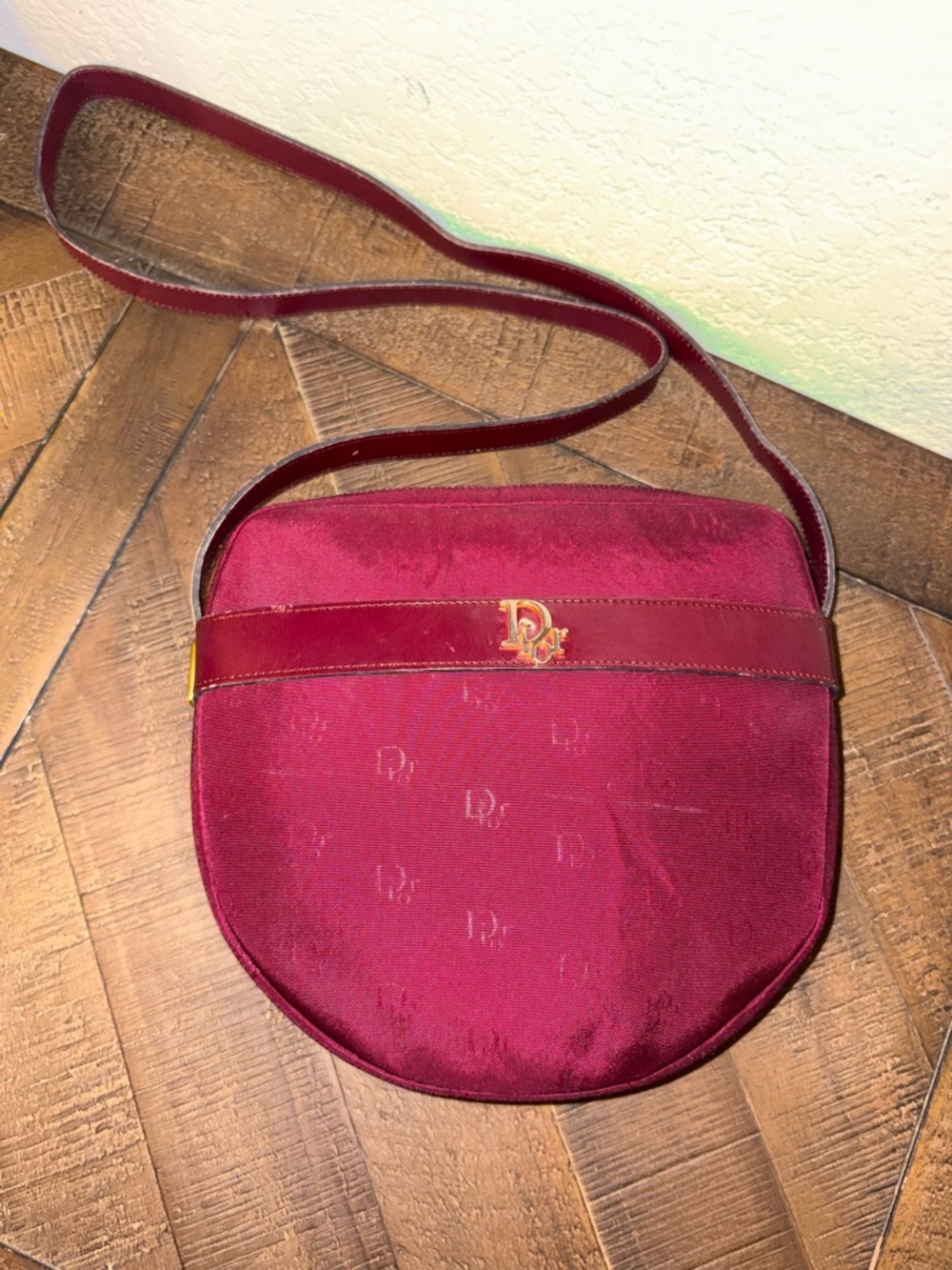 Dior - Vintage Burgundy Monogram Canvas Crossbody CD Logo Trotter Style